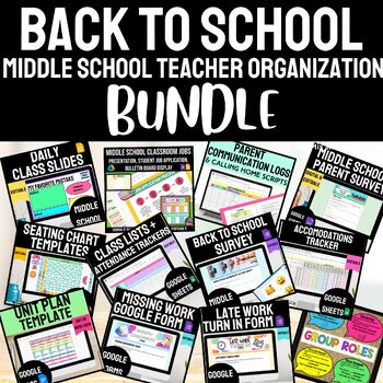 Preview of Back to School Middle School Teacher Organization Bundle