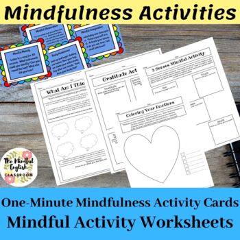 One Minute Classroom Mindfulness Activities Cards & Worksheets | TPT