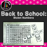 Back to School Missing/Stolen Numbers Cards and Worksheets