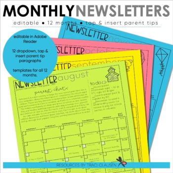 Preview of Newsletter Template EDITABLE - Monthly Newsletter & Calendar with Parent Chat!