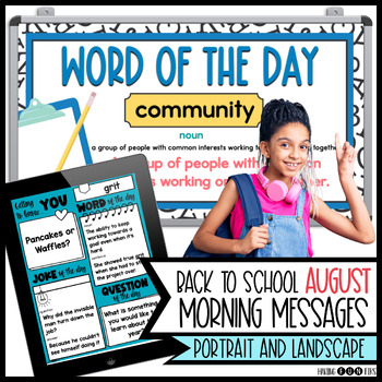 Preview of Back to School Morning Meeting Slides August Morning Greetings and Messages FREE