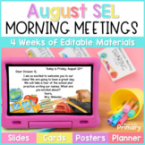 Back to School Morning Meeting Slides - SEL Activities, Qu