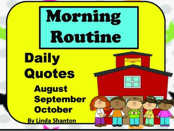 Preview of Back to School - Morning Routine Classroom Management