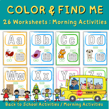 Preview of Letter Sounds | A-Z Color & Find Me Worksheets - Alphabet Worksheets