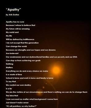 Preview of Back-to-School Motivational "Apathy" Poem