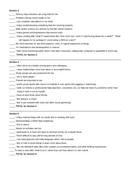 Preview of Back-to-School Multiple Intelligences Self-Assessment