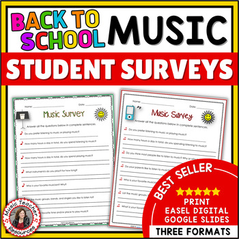 Preview of Back to School Music Activities - Student Surveys