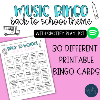 Preview of Back to School Music Bingo Printables and Spotify Playlist!