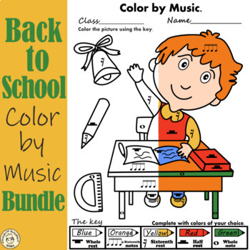 Preview of Back to School Music Coloring Sheets | Color by Note | Bundle