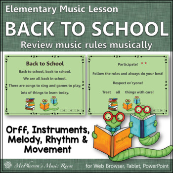 Preview of Back to School Music Rules Elementary Music Lesson & Orff Arrangement