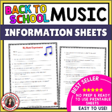 Back to School Music Student Information Sheets: Teacher Planning