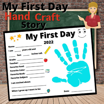 Back to School My First Day Hand Print Craft Story Activity Art | TPT