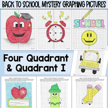 Preview of Back to School Mystery Graphing Pictures Four Quadrant and Quadrant I