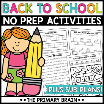 Preview of Back to School NO PREP Activities Pack | Emergency Sub Plans