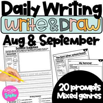 Preview of Back to School NO PREP Daily Writes Daily Writing Prompts Write & Draw 