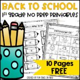 Back to School NO PREP First Grade FREE | August September