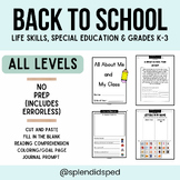 Back to School NO PREP: Life Skills Special Education Worksheets