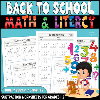 Preview of Back to School NO PREP Math and Literacy Packet - Subtraction worksheets