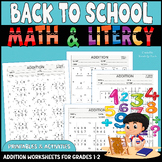 Back to School NO PREP Math and Literacy Packet - workshee