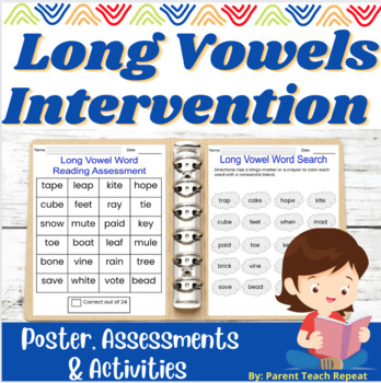 Preview of NO PREP Phonics Reading Intervention| Long Vowels | Assessments Poster