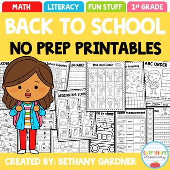 Preview of Back to School NO PREP Printables Packet - August/September - First Grade