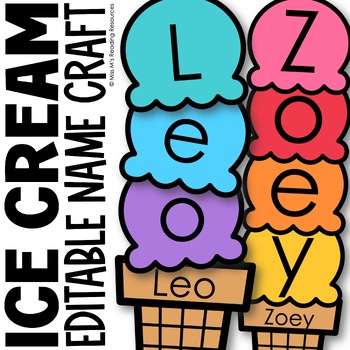 Preview of Summer Name Craft Activity and Bulletin Board | Ice Cream Back to School Craft