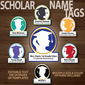 Preview of Back to School Name Tags as Boys & Girl Scholars | Editable Graduation Plates 