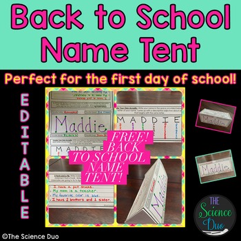 Preview of Back to School-Name Tent