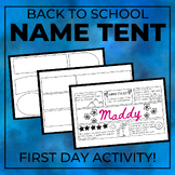Back to School Name Tent | First Day Activity | High Schoo