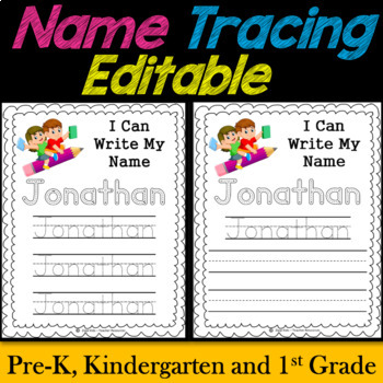 Preview of Back to School - Name Writing Practice #4- Name Tracing Activity (Editable)