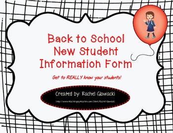 Preview of Back to School New Student Information Form