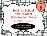 Back to School New Student Information Form