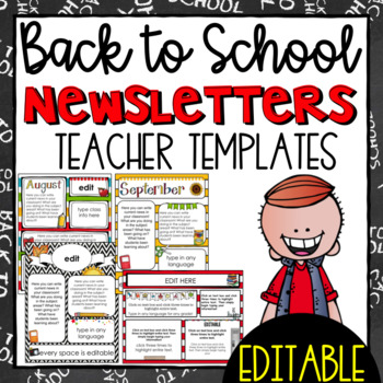 Preview of Back to School  Newsletter Templates - EDITABLE