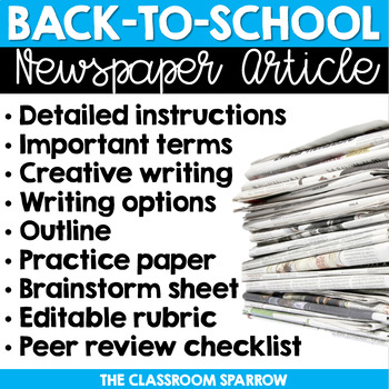 Back To School Writing Activity Newspaper Article By The Classroom Sparrow