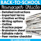 Back to School Writing Activity - Newspaper Article