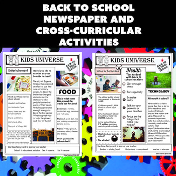 Preview of Back to School Newspaper and Cross-curricular Activities