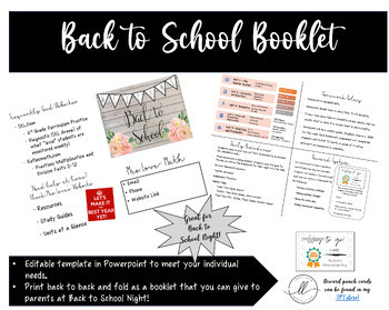Preview of Back to School Night Booklet