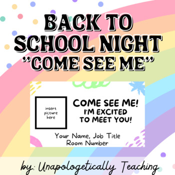 Preview of Back to School Night "Come See Me" Card