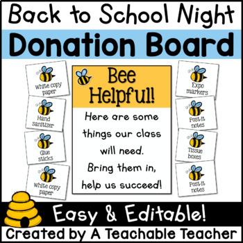Classroom Donation Sign for Back to School Night - FREE