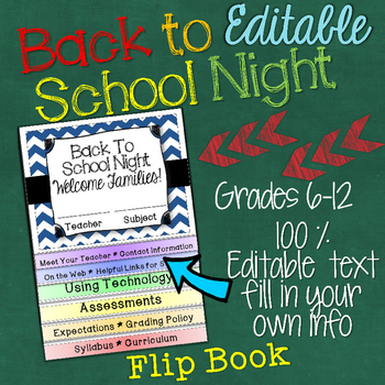 Preview of Meet the Teacher Open House Editable Flip Book for Middle School and High School