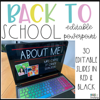 Preview of Back to School Night Editable PowerPoint - Black and Red Open House Theme
