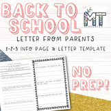 Back to School Night Letter From Parent to Student Letter 