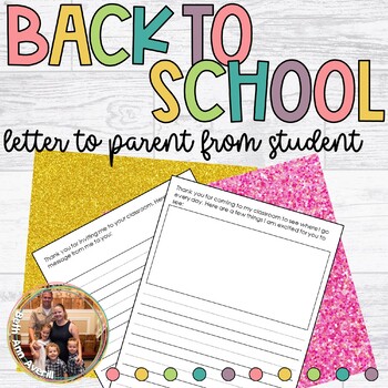 Preview of Back to School Night Letter to Parent From Student