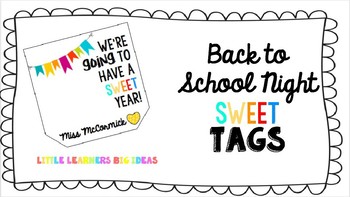 Preview of Back to School Night/ Meet the Parents Night SWEET Tags