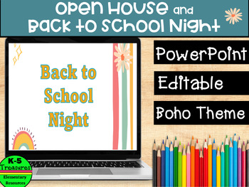 Preview of Back to School Night | Open House PowerPoint Template BOHO Theme! (Editable)