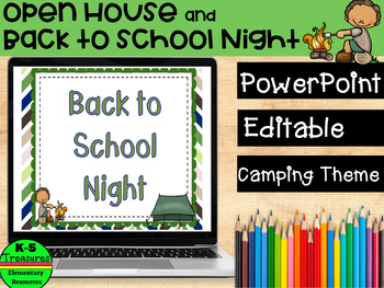 Preview of Back to School Night | Open House PowerPoint Template Camping Theme! (Editable)