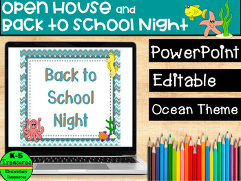 Preview of Back to School Night | Open House PowerPoint Template Ocean Theme! (Editable)