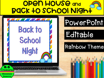 Preview of Back to School Night | Open House PowerPoint Template Rainbow Theme! (Editable)