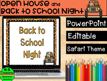 Preview of Back to School Night | Open House PowerPoint Template Safari Theme! (Editable)