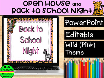 Preview of Back to School Night | Open House PowerPoint Template Wild Theme! (Editable)